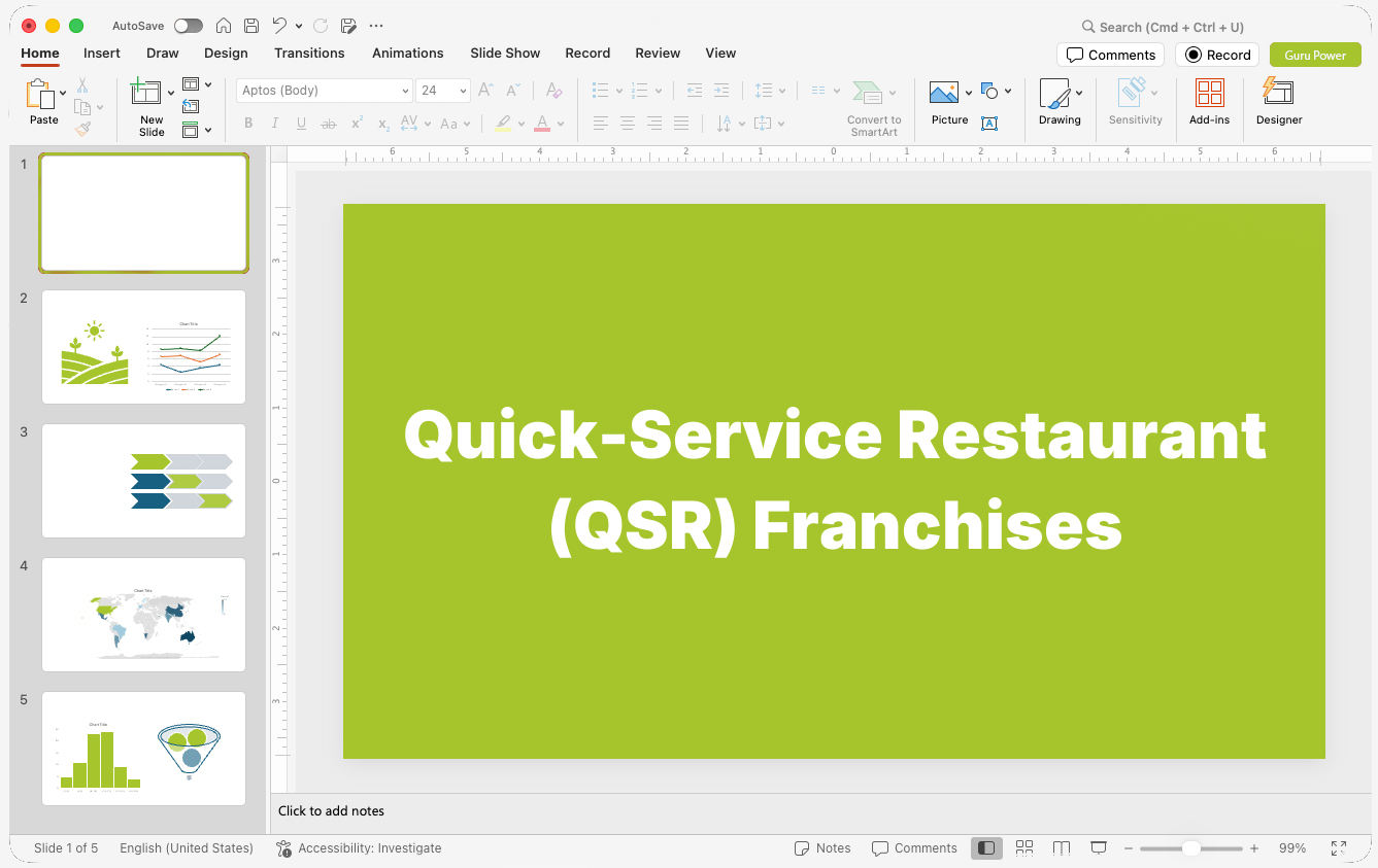 Quick-Service Restaurant (QSR) Franchises Presentations